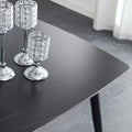 Table And Chair Set. Black Sintered Stone Tabletop With Black Metal Legs.Black Pu Leather Backrest And Black Metal Leg Chair. 1 Table And 4 Chairs F 001 C 007 Black Sintered Stone