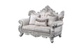 Melrose 2Pc Traditional Living Room Set In Champagne With Silver Brush Silver Gray Chenille Wood Primary Living Space Traditional Wood 5 Seat