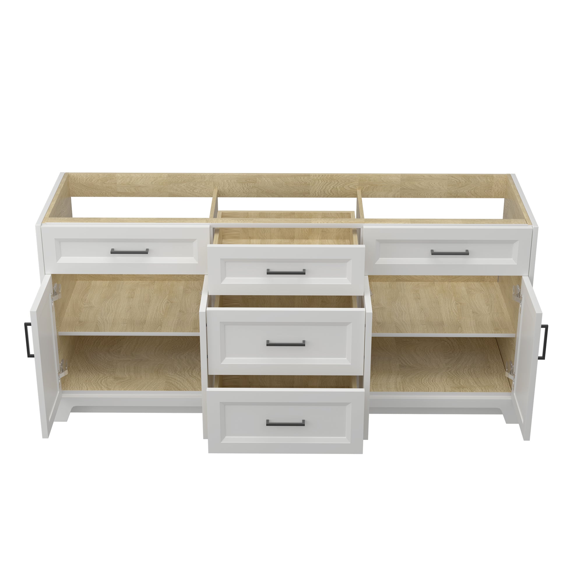 Solid Wood 72 Inch Bathroom Vanity Without Top Sink, Modern Bathroom Vanity Base Only, Birch Solid Wood And Plywood Cabinet, Bathroom Storage Cabinet With Double Door Cabinet And 3 Drawers, White 3 White 4 5 48 In & Above 36 To 59 In Soft Close Doors