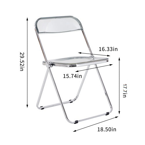 White Clear Transparent Folding Chair Office Chair Meeting Chair Dinning Chair Coffee Store Chair Set Of 2 Plastic Living Room Seat Zdy Bai 2 White Steel
