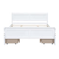 Queen Size Wood Platform Bed With 4 Drawers And Streamlined Headboard & Footboard, White Queen White Solid Wood Mdf