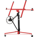 Drywall Lift Panel 11' Lift Drywall Panel Hoist Jack Lifter, Red Black Black Red Steel