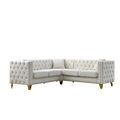 82.2 Inch Velvet Corner Sofa, L Shaped Sectional Couch, 5 Seater Corner Sofas With 3 Cushions For Living Room, Bedroom, Apartment, Office Beige Foam Velvet