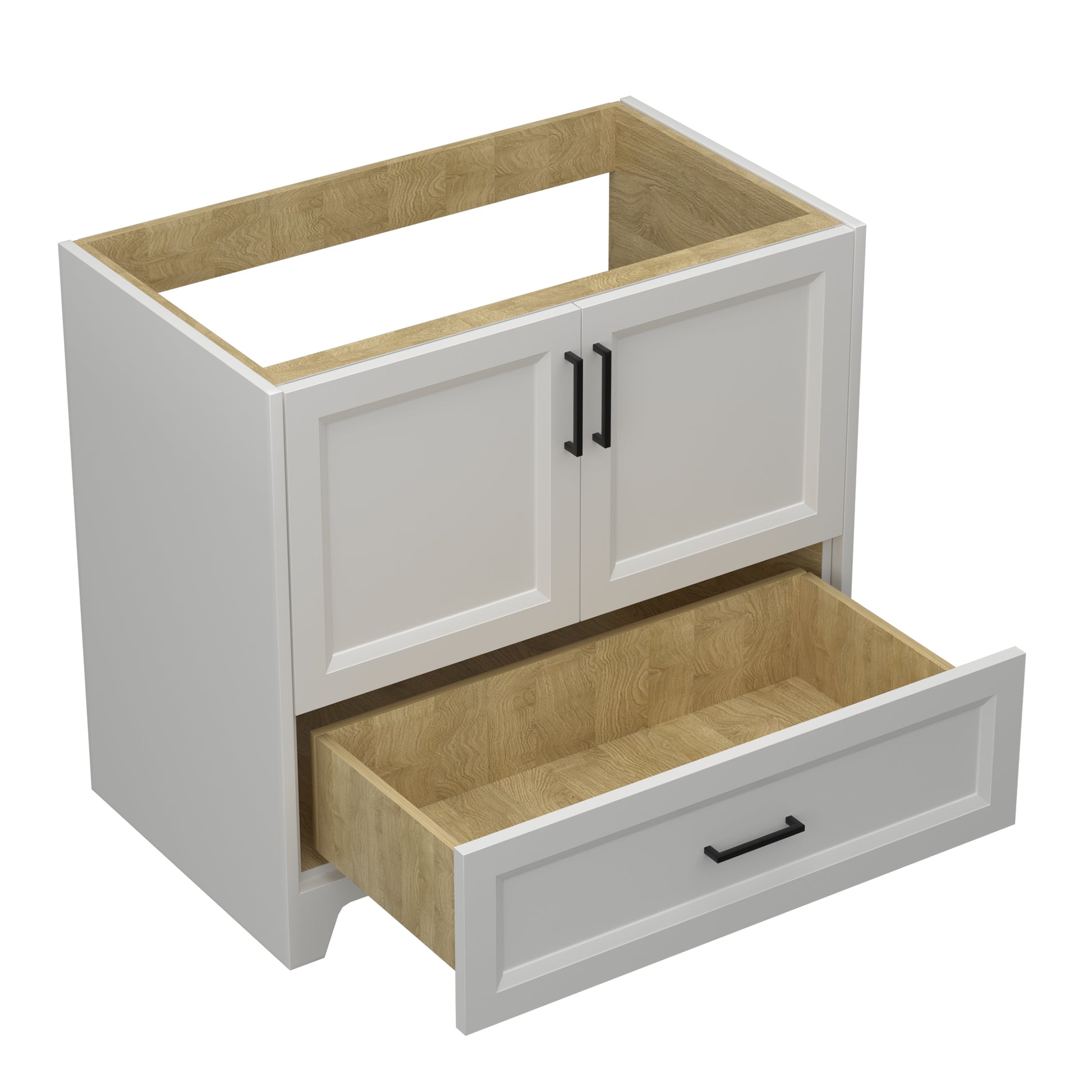 36 Inch Solid Wood Bathroom Vanity Without Top Sink, Modern Bathroom Vanity Base Only, Birch Solid Wood And Plywood Cabinet, Bathroom Storage Cabinet With Double Door Cabinet And 1 Drawer, White 1 White 2 2 36 To 47 In 32 To 35 In Soft Close Doors