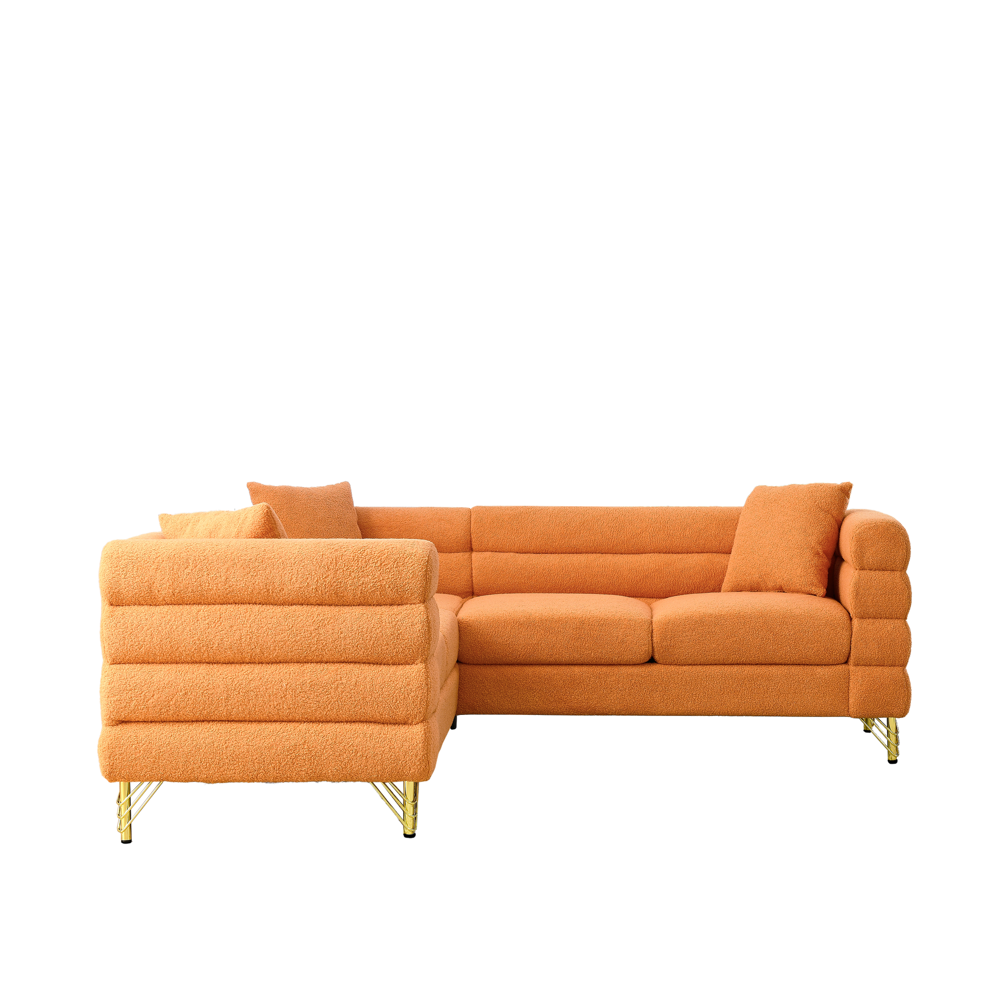 81.5 Inch Oversized Corner Sofa, L Shaped Sectional Couch,5 Seater Corner Sofas With 3 Cushions For Living Room, Bedroom, Apartment, Office Orange Foam Teddy