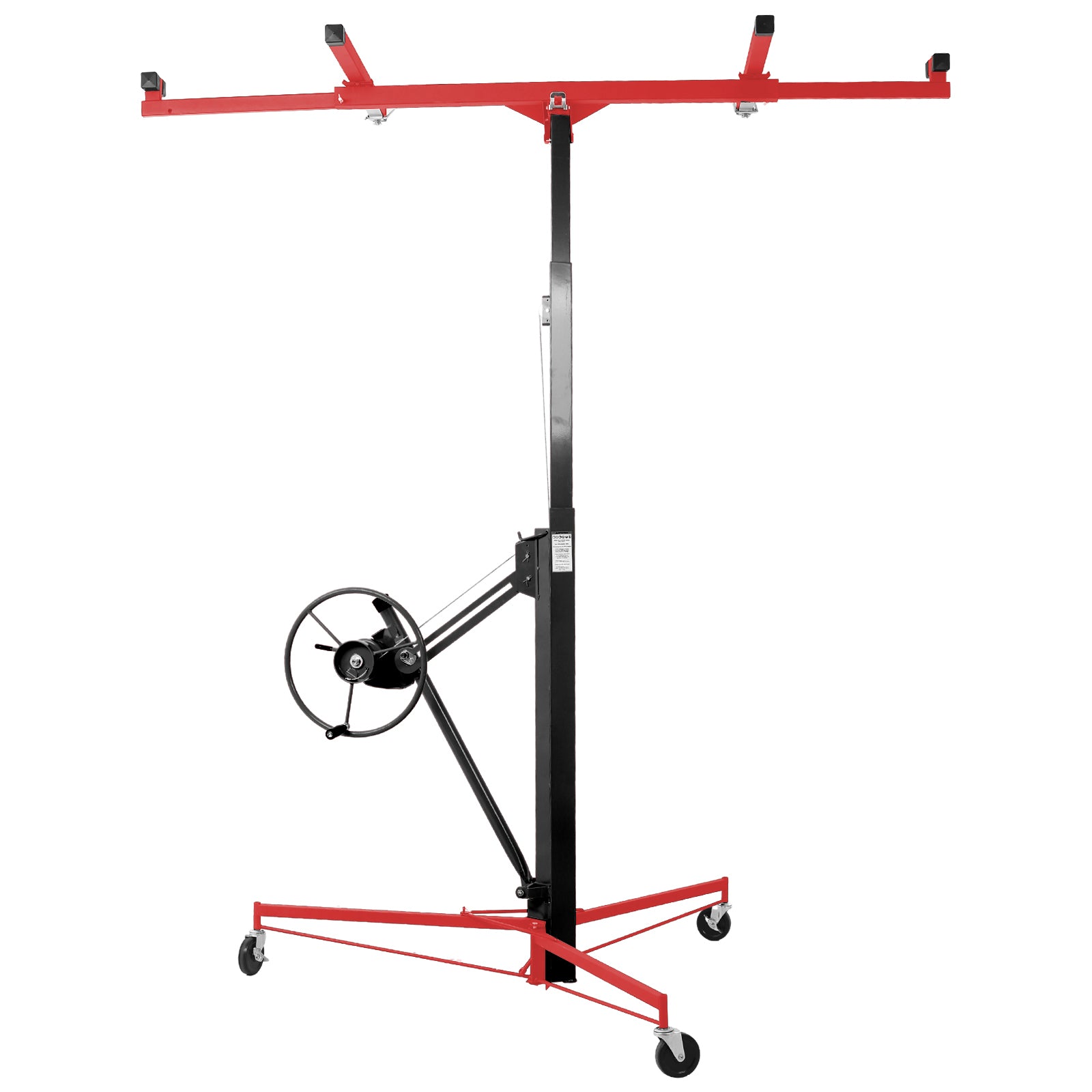 Drywall Lift Panel 11' Lift Drywall Panel Hoist Jack Lifter, Red Black Black Red Steel