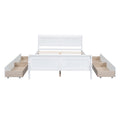 Full Size Wood Platform Bed With 4 Drawers And Streamlined Headboard & Footboard, White White Solid Wood Mdf