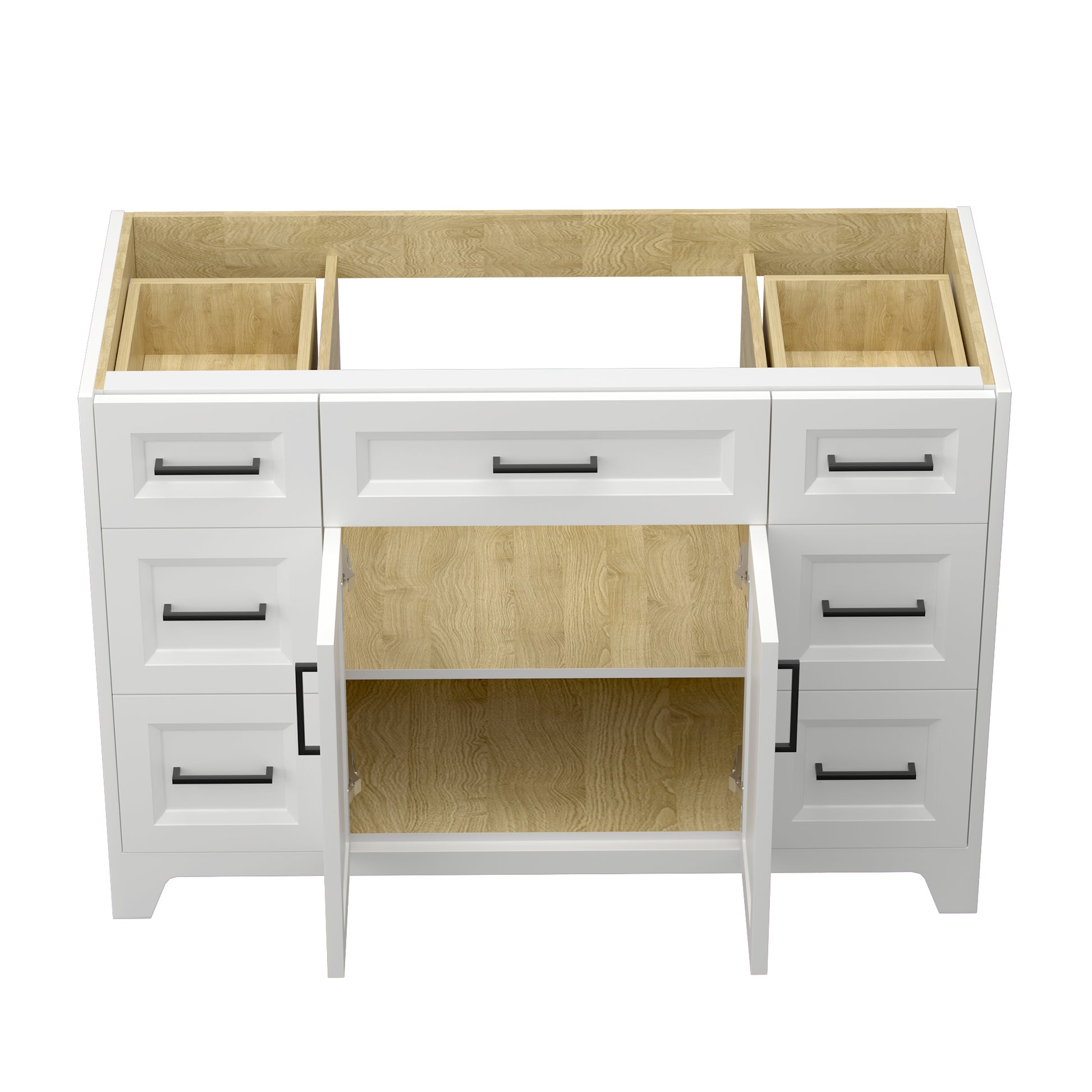 Solid Wood 48 Inch Bathroom Vanity Without Top Sink, Modern Bathroom Vanity Base Only, Birch Solid Wood And Plywood Cabinet, Bathroom Storage Cabinet With Double Door Cabinet And 6 Drawers, White 4 White 4 5 48 In & Above 32 To 35 In Soft Close Doors