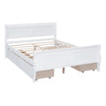 Full Size Wood Platform Bed With 4 Drawers And Streamlined Headboard & Footboard, White White Solid Wood Mdf