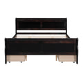 Queen Size Wood Platform Bed With 4 Drawers And Streamlined Headboard & Footboard, Espresso Queen Espresso Solid Wood Mdf