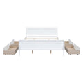 Queen Size Wood Platform Bed With 4 Drawers And Streamlined Headboard & Footboard, White Queen White Solid Wood Mdf