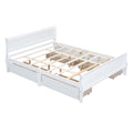 Queen Size Wood Platform Bed With 4 Drawers And Streamlined Headboard & Footboard, White Queen White Solid Wood Mdf