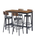 Bar Table Set With 4 Bar Stools Pu Soft Seat With Backrest, Rustic Brown, 47.24'' L X 23.62'' W X 35.43'' H Rustic Brown Particle Board