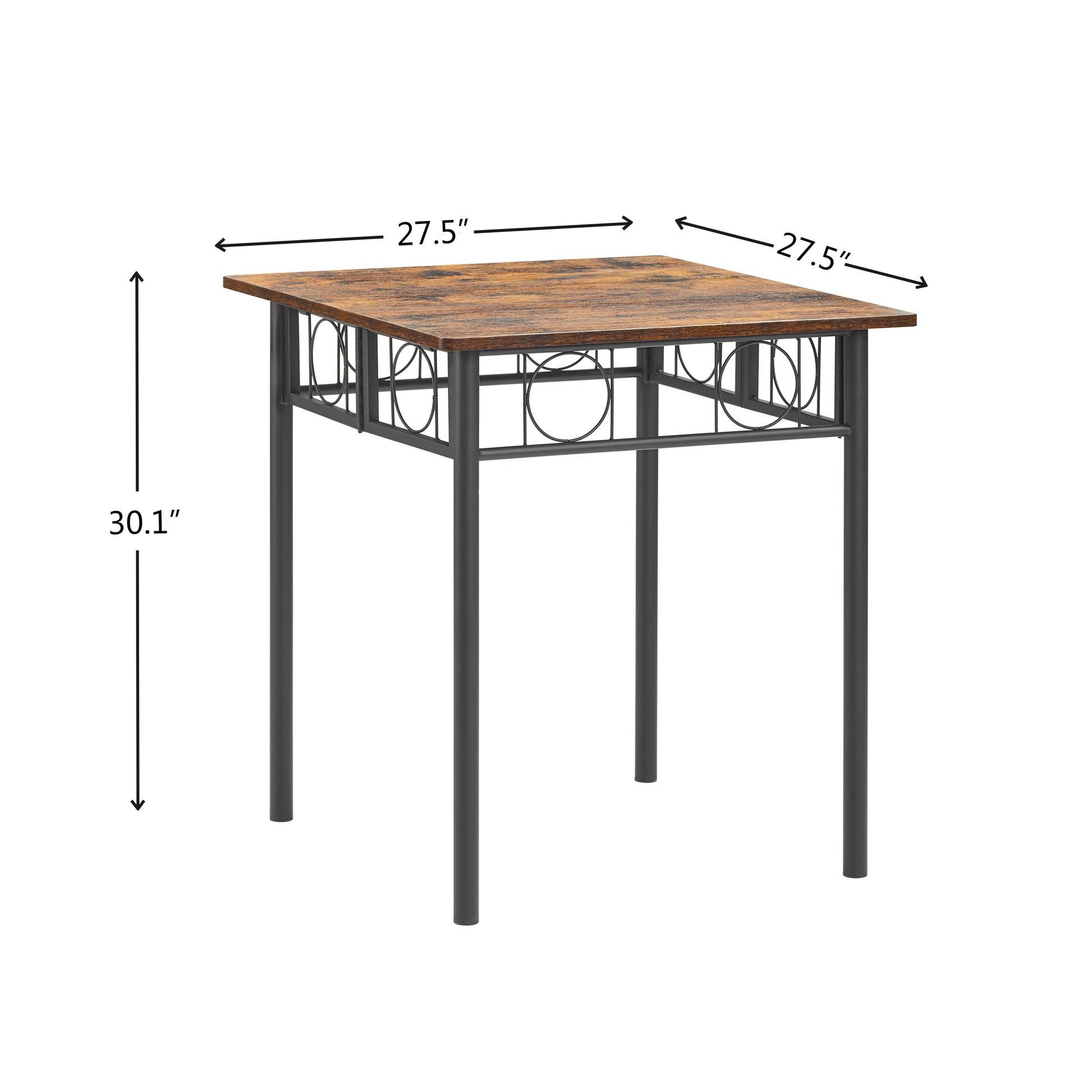 Kitchen Dining Room Table, Iron Wood Square Table For Kitchen Dining Room Furniture Antique Brown Metal & Wood Metal & Wood