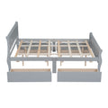 Queen Size Wood Platform Bed With 4 Drawers And Streamlined Headboard & Footboard, Gray Queen Gray Solid Wood Mdf