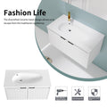 36 Inch Wall Mounted Bathroom Vanity With Sink, Soft Close Doors Kd Packing White 2 Bathroom Wall Mounted Modern Plywood