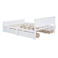 Queen Size Wood Platform Bed With 4 Drawers And Streamlined Headboard & Footboard, White Queen White Solid Wood Mdf