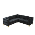 82.2 Inch Velvet Corner Sofa, L Shaped Sectional Couch, 5 Seater Corner Sofas With 3 Cushions For Living Room, Bedroom, Apartment, Office Black Foam Velvet