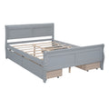 Full Size Wood Platform Bed With 4 Drawers And Streamlined Headboard & Footboard, Gray Gray Solid Wood Mdf