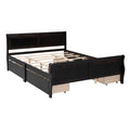 Queen Size Wood Platform Bed With 4 Drawers And Streamlined Headboard & Footboard, Espresso Queen Espresso Solid Wood Mdf