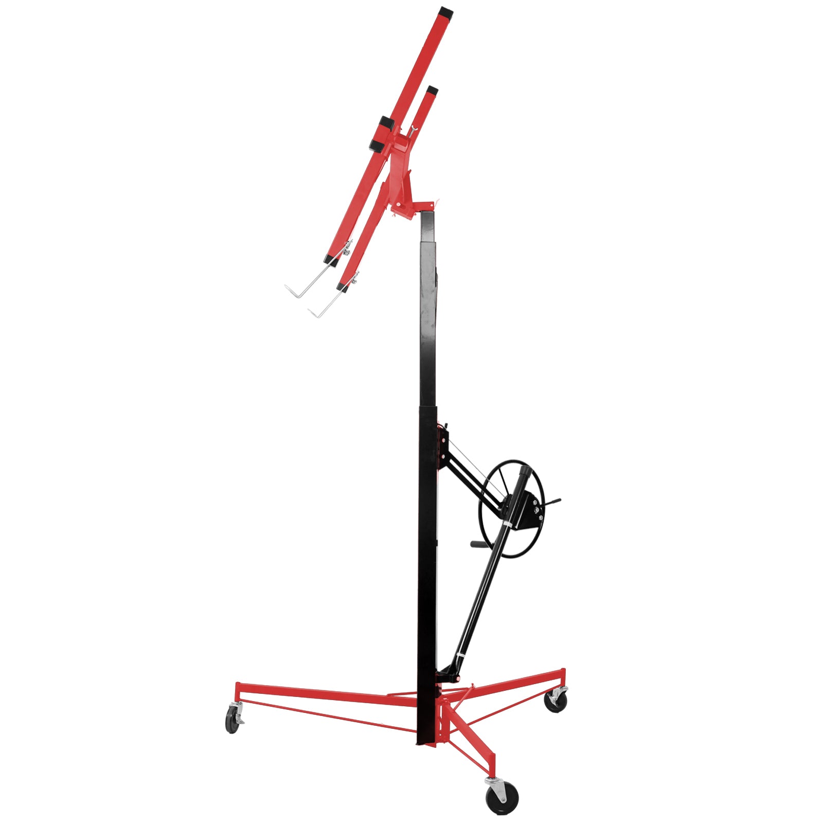 Drywall Lift Panel 11' Lift Drywall Panel Hoist Jack Lifter, Red Black Black Red Steel