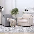 360 Degree Swivel Armchair Cotton Linen Skin Friendly Fabric Ergonomic Design Brass Nail Decorative Armchair Living Room Chairs Bedroom Chairs Living Room Chairs Black Legs Suitable For Indoor Homes Grey Modern Foam Cotton Linen