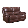 Double Reclining Loveseat Brown Leather Luxurious Comfort Style Living Room Furniture 1Pc Brown Genuine Leather Primary Living Space Pillow Top Arms Solid Wood