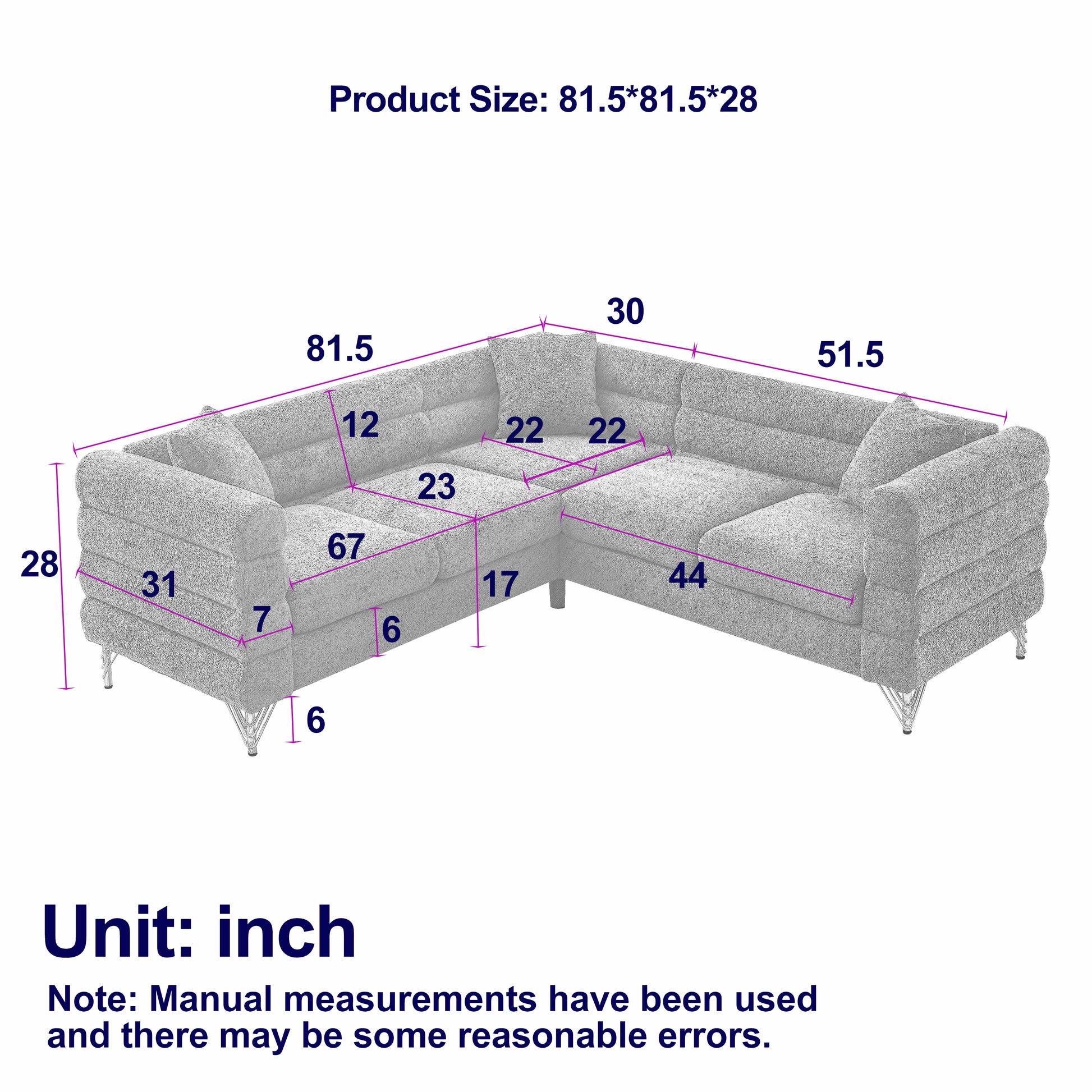 81.5 Inch Oversized Corner Sofa, L Shaped Sectional Couch,5 Seater Corner Sofas With 3 Cushions For Living Room, Bedroom, Apartment, Office Orange Foam Teddy