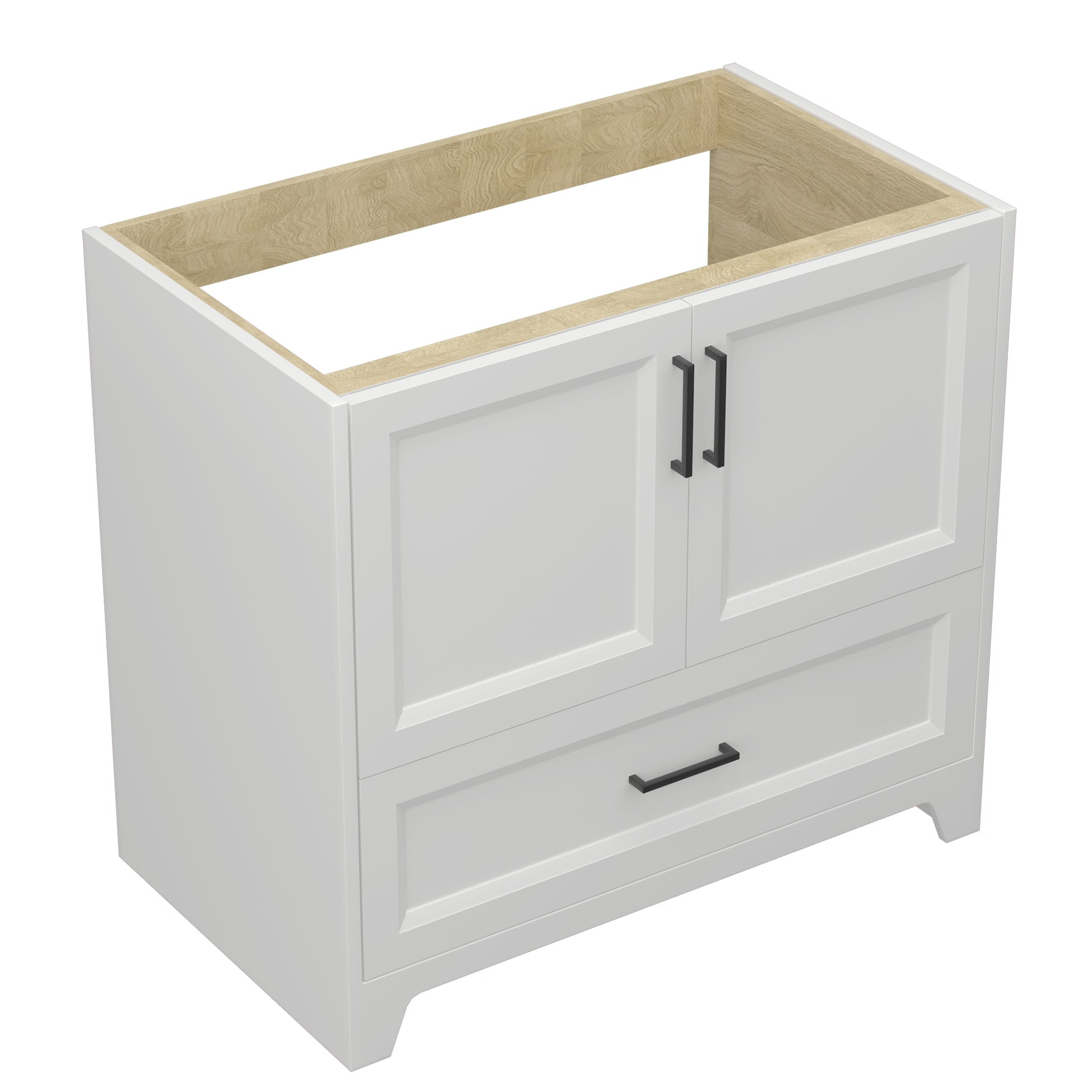 36 Inch Solid Wood Bathroom Vanity Without Top Sink, Modern Bathroom Vanity Base Only, Birch Solid Wood And Plywood Cabinet, Bathroom Storage Cabinet With Double Door Cabinet And 1 Drawer, White 1 White 2 2 36 To 47 In 32 To 35 In Soft Close Doors