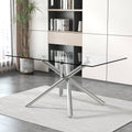 Large Modern Minimalist Rectangular Glass Dining Table For 6 8 With 0.39