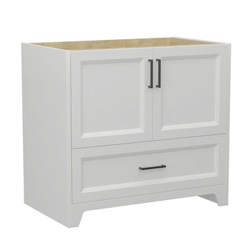 36 Inch Solid Wood Bathroom Vanity Without Top Sink, Modern Bathroom Vanity Base Only, Birch Solid Wood And Plywood Cabinet, Bathroom Storage Cabinet With Double Door Cabinet And 1 Drawer, White 1 White 2 2 36 To 47 In 32 To 35 In Soft Close Doors