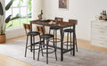 Bar Table Set With 4 Bar Stools Pu Soft Seat With Backrest, Rustic Brown, 47.24'' L X 23.62'' W X 35.43'' H Rustic Brown Particle Board