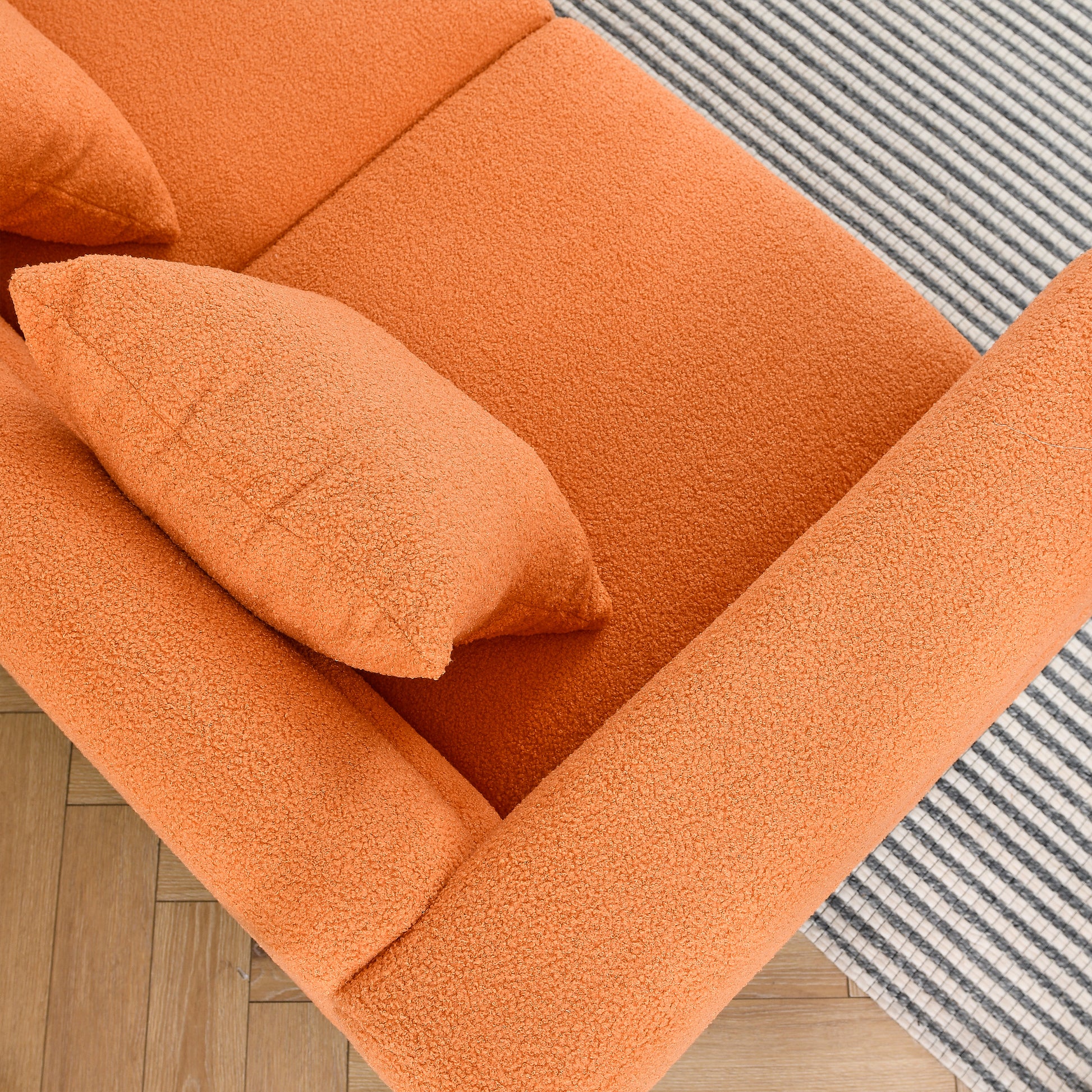 81.5 Inch Oversized Corner Sofa, L Shaped Sectional Couch,5 Seater Corner Sofas With 3 Cushions For Living Room, Bedroom, Apartment, Office Orange Foam Teddy