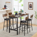 Bar Table Set With 4 Bar Stools Pu Soft Seat With Backrest, Rustic Brown, 47.24'' L X 23.62'' W X 35.43'' H Rustic Brown Particle Board