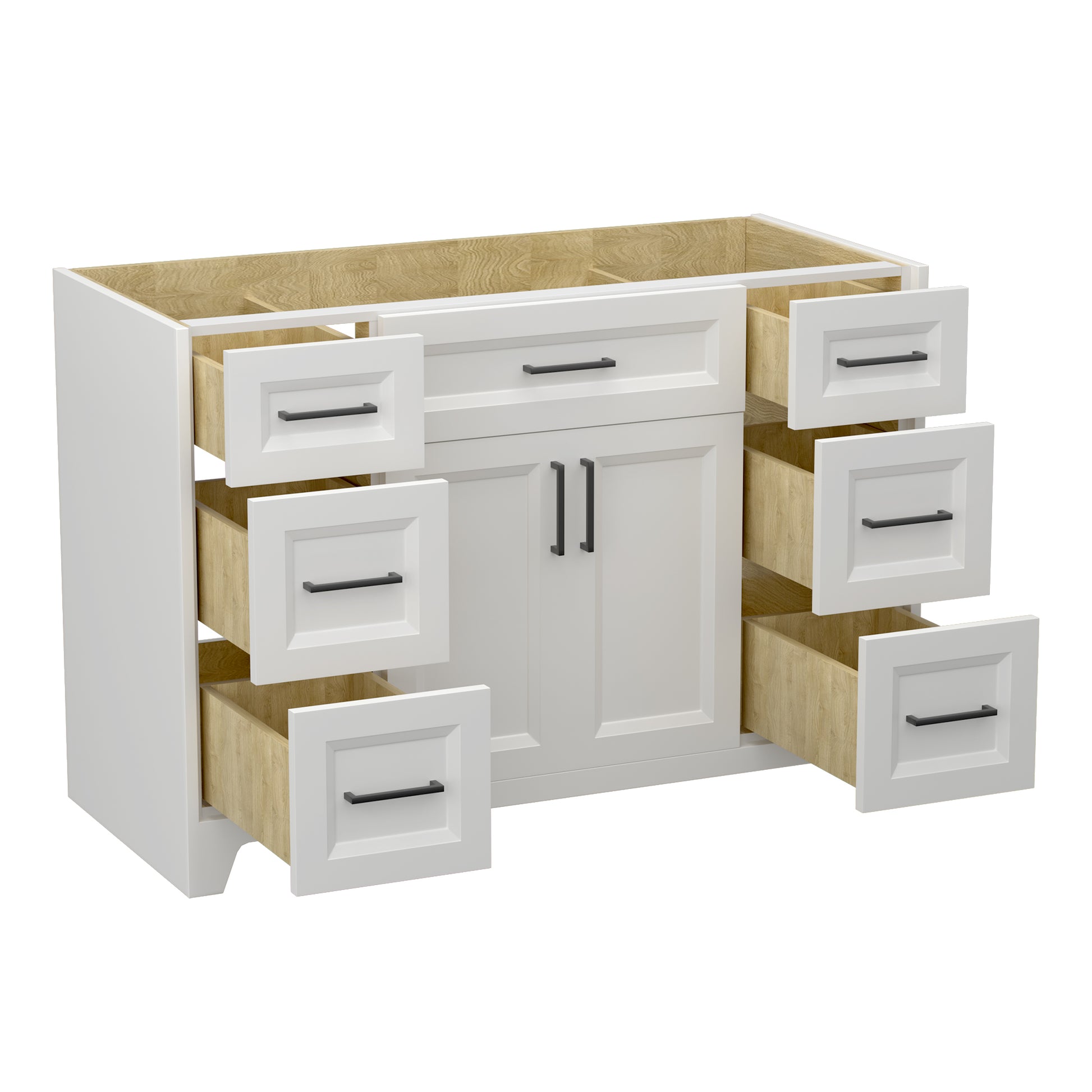 Solid Wood 48 Inch Bathroom Vanity Without Top Sink, Modern Bathroom Vanity Base Only, Birch Solid Wood And Plywood Cabinet, Bathroom Storage Cabinet With Double Door Cabinet And 6 Drawers, White 4 White 4 5 48 In & Above 32 To 35 In Soft Close Doors