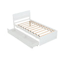 Modern Twin Bed Frame With 2 Drawers For White High Gloss Headboard And Footboard With Creamy White Color Box Spring Not Required Twin Creamy White,White Bedroom Bed Frame Mdf,Rubber Wood