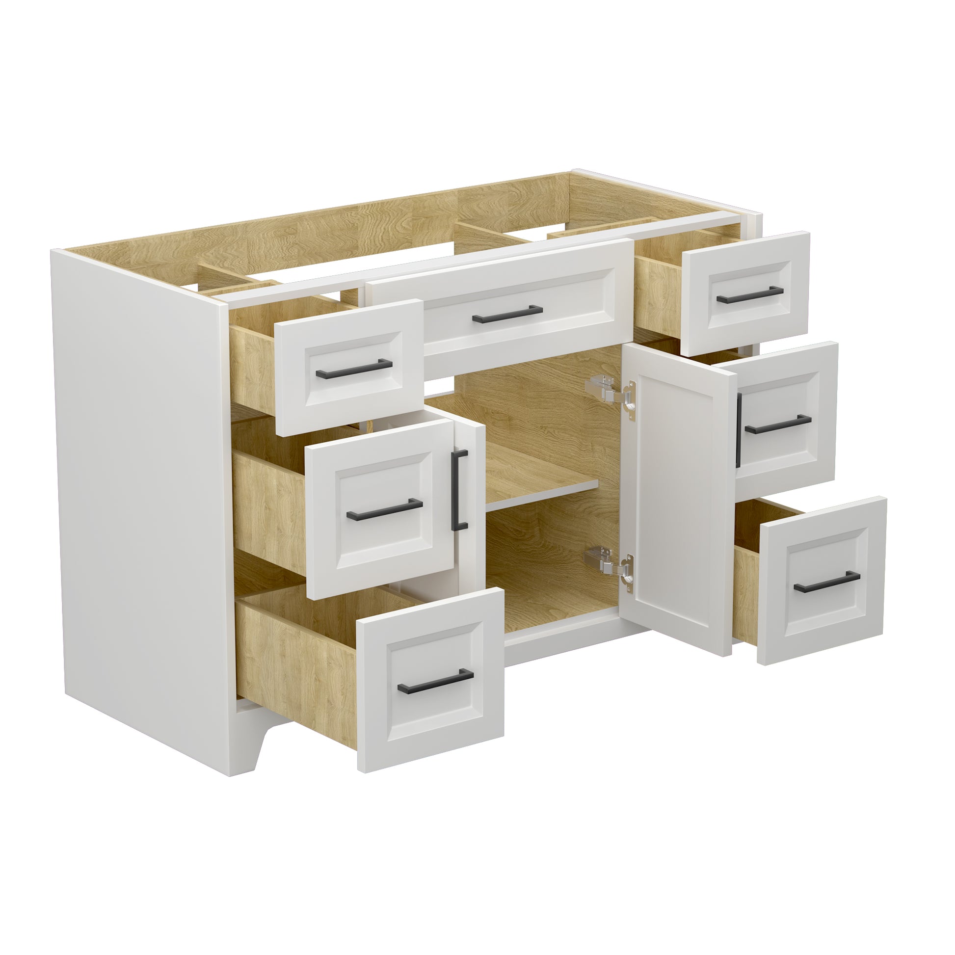 Solid Wood 48 Inch Bathroom Vanity Without Top Sink, Modern Bathroom Vanity Base Only, Birch Solid Wood And Plywood Cabinet, Bathroom Storage Cabinet With Double Door Cabinet And 6 Drawers, White 4 White 4 5 48 In & Above 32 To 35 In Soft Close Doors