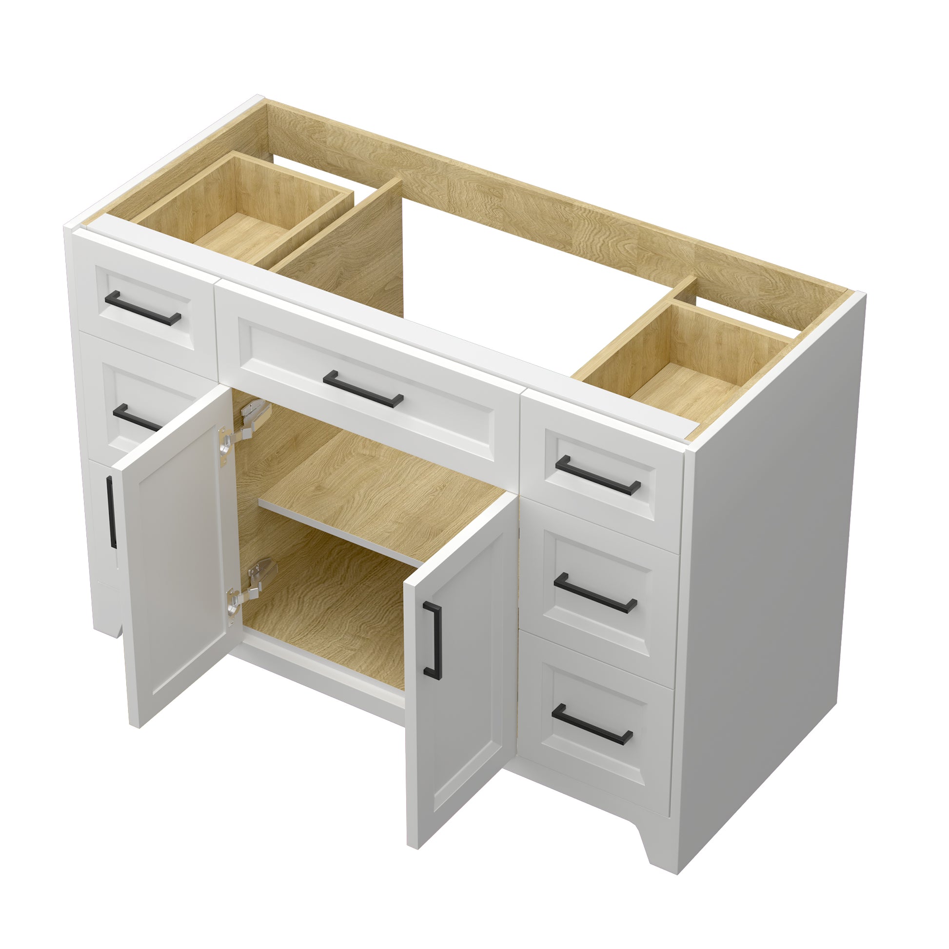 Solid Wood 48 Inch Bathroom Vanity Without Top Sink, Modern Bathroom Vanity Base Only, Birch Solid Wood And Plywood Cabinet, Bathroom Storage Cabinet With Double Door Cabinet And 6 Drawers, White 4 White 4 5 48 In & Above 32 To 35 In Soft Close Doors