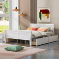 Queen Size Wood Platform Bed With 4 Drawers And Streamlined Headboard & Footboard, White Queen White Solid Wood Mdf