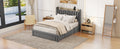 Queen Size Bed Frame With Storage Headboard And Charging Station, Upholstered Platform Bed With 3 Drawers, No Box Spring Needed, Dark Gray Dark Gray Velvet