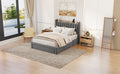 Queen Size Bed Frame With Storage Headboard And Charging Station, Upholstered Platform Bed With 3 Drawers, No Box Spring Needed, Dark Gray Dark Gray Velvet