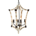 4 Light Wood Chandelier, Hanging Light Fixture With Adjustable Chain For Kitchen Dining Room Foyer Entryway, Bulb Not Included Cream Wood