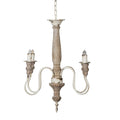 4 Light Wood Chandelier, Hanging Light Fixture With Adjustable Chain For Kitchen Dining Room Foyer Entryway, Bulb Not Included Cream White Wood
