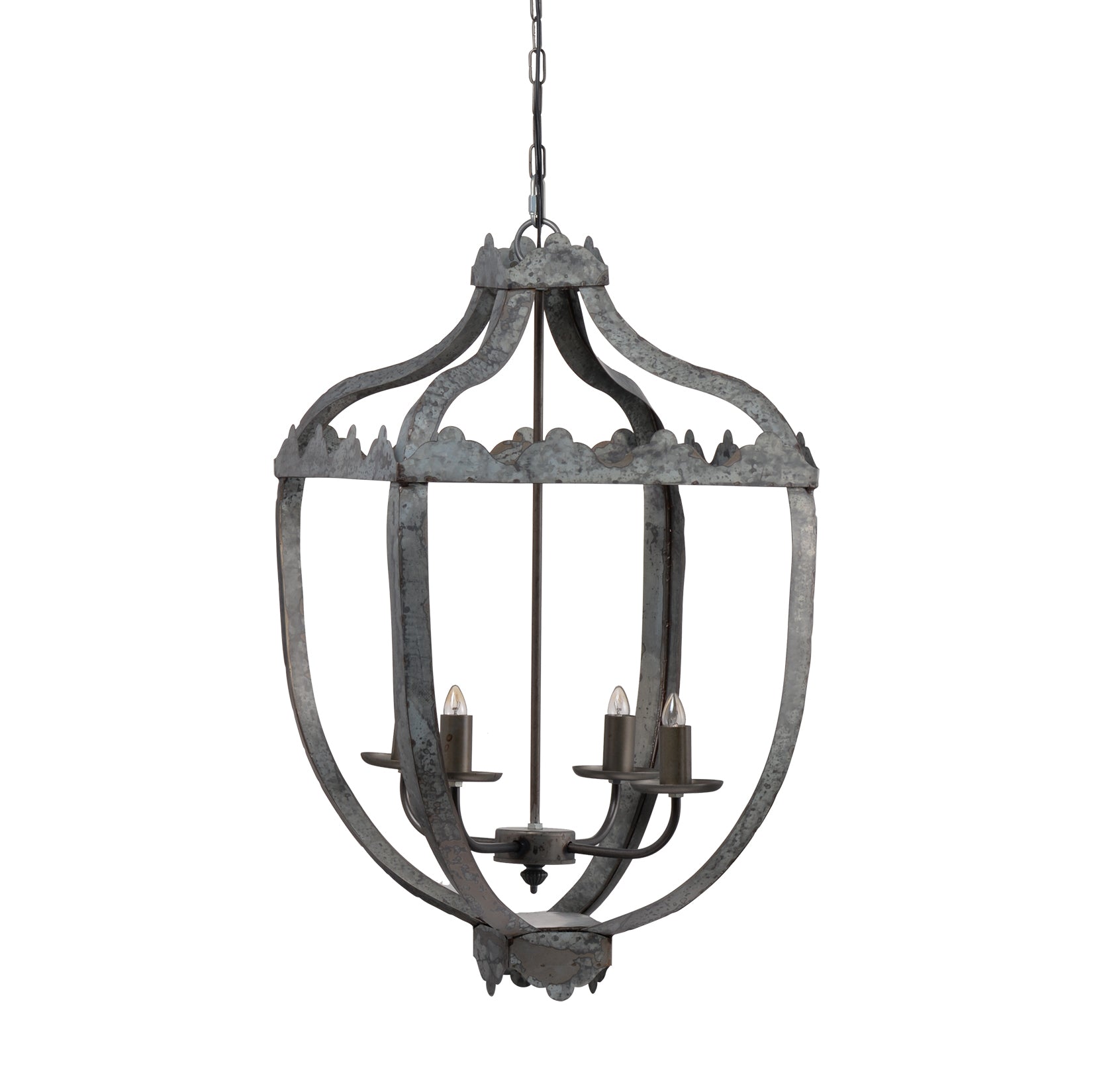 4 Light Metal Chandelier, Hanging Light Fixture With Adjustable Chain For Kitchen Dining Room Foyer Entryway, Bulb Not Included Gray Iron