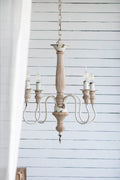 4 Light Wood Chandelier, Hanging Light Fixture With Adjustable Chain For Kitchen Dining Room Foyer Entryway, Bulb Not Included Cream White Wood
