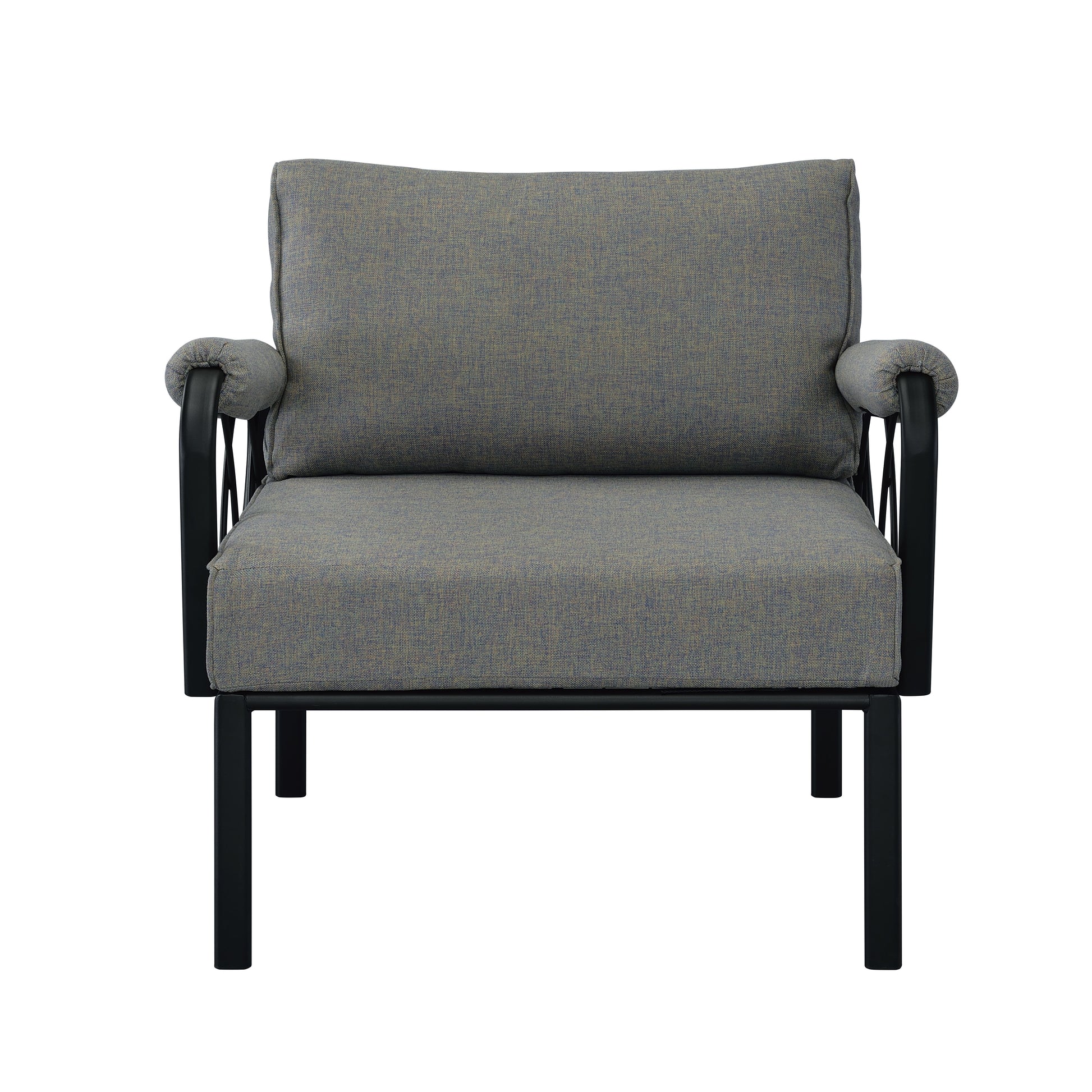 Rajni Patio Arm Chair, Gray Fabric & Black Finish Ot01761 Gray Fabric