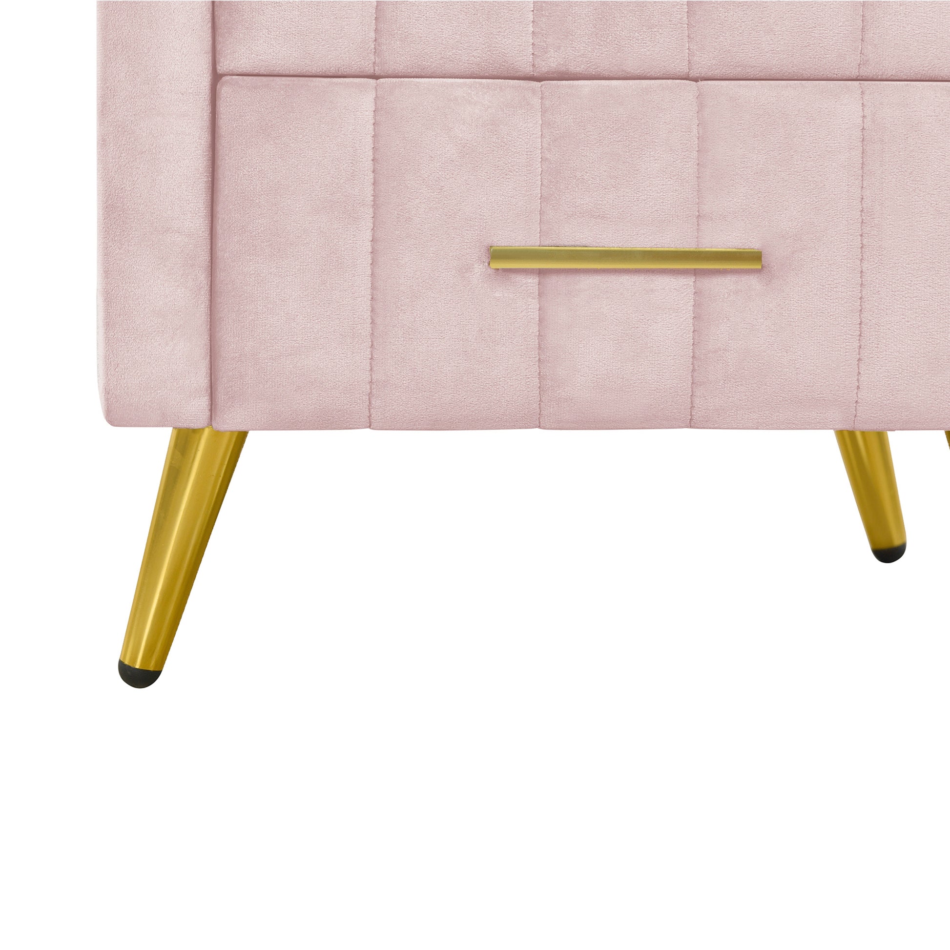 Upholstered Wooden Nightstand With 3 Drawers And Metal Legs&Handles,Fully Assembled Except Legs&Handles,Bedside Table With Marbling Worktop Pink Pink Velvet