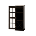 Modern Glass Door Wine Cabinet With Three Layer Design, With Drawer And X Shaped Wine Rack, For Living Room, Kitchen, Dining Room, Bar Brown Particle Board