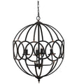 4 Light Metal Chandelier, Hanging Light Fixture With Adjustable Chain For Kitchen Dining Room Foyer Entryway, Bulb Not Included Black Iron