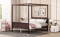 Queen Size Canopy Platform Bed With Headboard And Footboard,Slat Support Leg Espresso Old Sku:Lt001912Aap Espresso Solid Wood